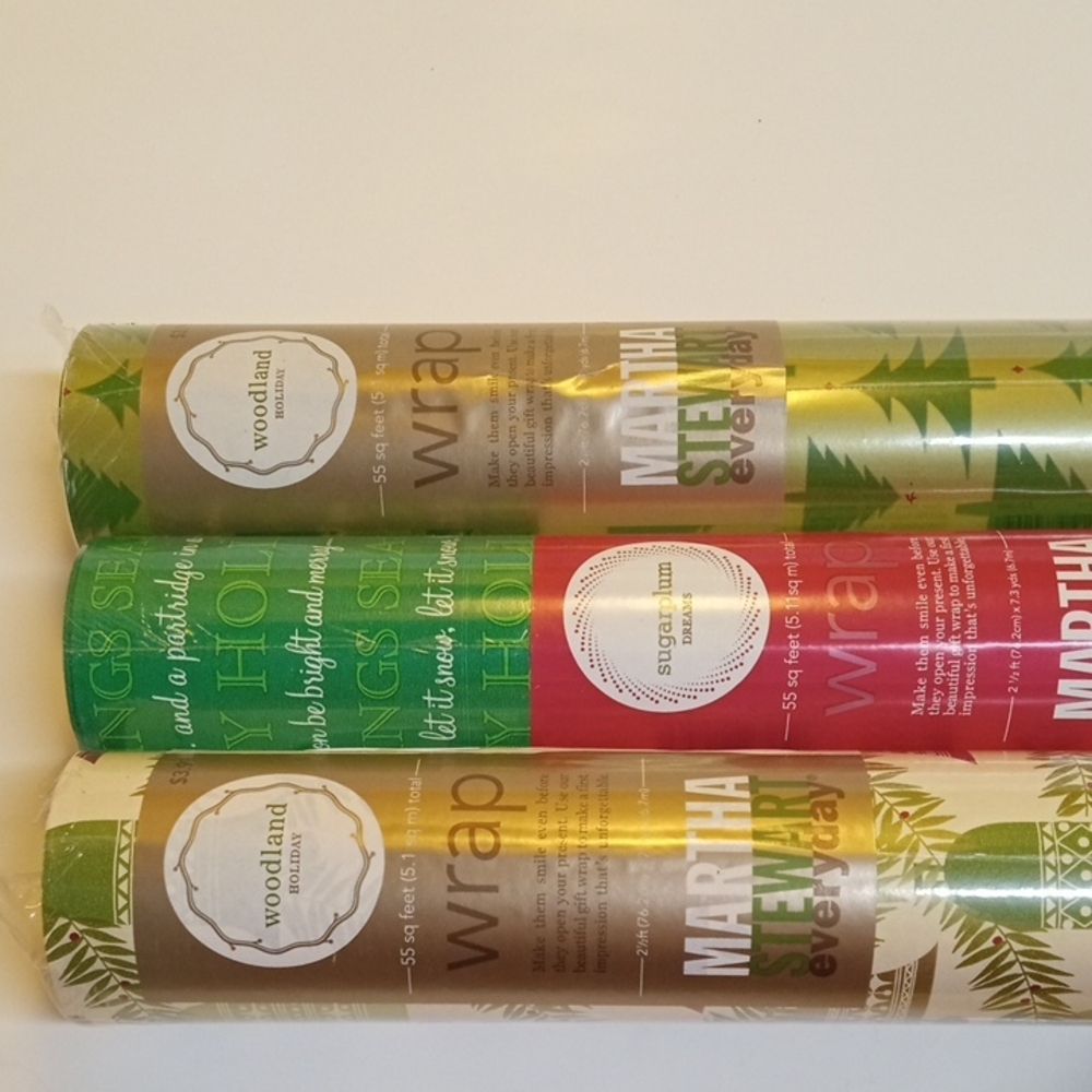Martha Stewart 3 Rolls Christmas Wrapping Paper 2005 2004 See Video And Pictures